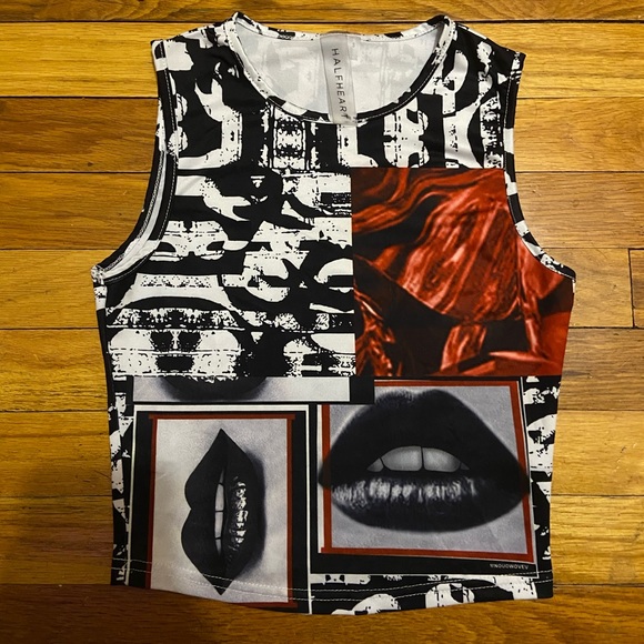 BRAND NEW ONE OF A KIND DOLLSKILL/HALFHEART COLLABORATION GRAPHIC CROP TOP! - Picture 3 of 4